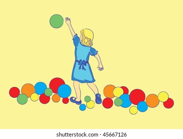 The vector illustration of playing girl