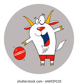 Vector illustration with playing Goat Character.