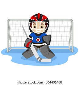 Vector Illustration of Playing Ice Hockey Player 