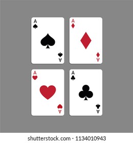 Vector illustration Playing Poker Cards. Four aces.
