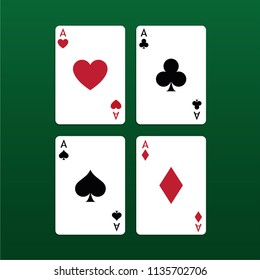 Vector illustration Playing Poker Cards. Four aces.