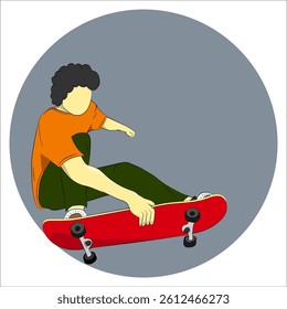 Vector Illustration. Playing Skateboard. Jump on a Skateboard