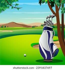 Vector illustration of a pleasant golf course to play.
