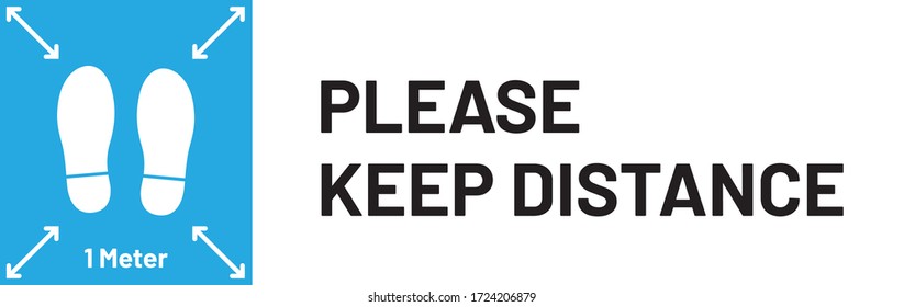 Vector illustration "PLEASE KEEP DISTANCE" banner for coronavirus Covid-19 outbreak.
