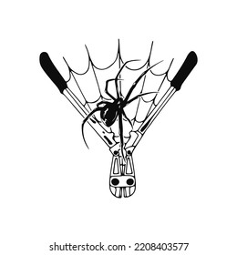 vector illustration of pliers with spider web