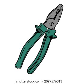 Vector illustration, pliers tool isolated on white background.
