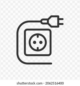 Vector Illustration Of Plug Cable Icon In Dark Color And Transparent Background(png).