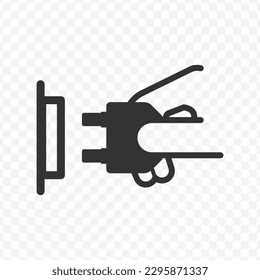 Ilustración vectorial de enchufe en el icono principal en color oscuro y fondo transparente (png).