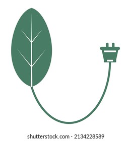 vector illustration plug leaf icon on clean enery concept, save environment on plug leaf icon