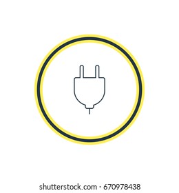 Vector Illustration Of Plug Outline. Beautiful Notebook Element Also Can Be Used As Socket  Element.