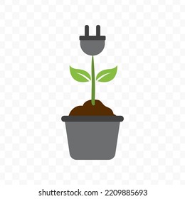 Vector illustration of plug plant icon sign and symbol. colored icons for website design .Simple design on transparent background (PNG).