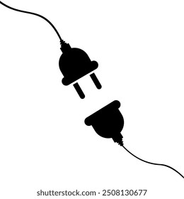 Vector illustration of plug and socket, electric technology, electric power, electric cable, voltage. Plugging or unplugging an electric cable