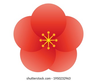 Vector illustration of plum blossoms. Petals.
