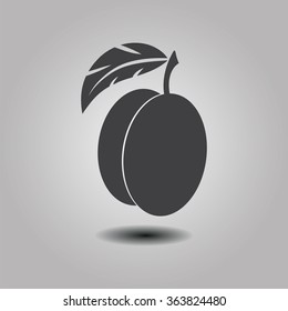 Vector Illustration of a plum  Icon isolated on gray background. Flat style modern logotype design. 