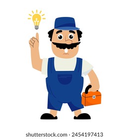 Vektorillustration eines Klempners auf weißem Hintergrund. Konzeption von Reparateur, Helfer, Support.