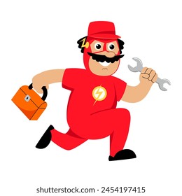 Vektorillustration eines Klempners auf weißem Hintergrund. Konzeption von Reparateur, Helfer, Support.