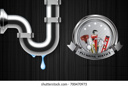 Vector illustration of Plumbing service with repair tools