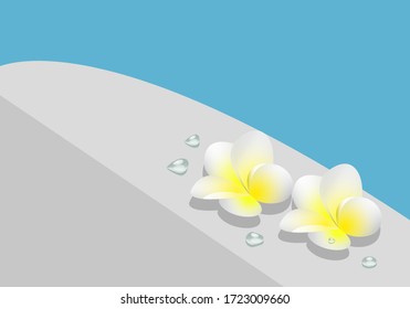 Vector - Illustration of Plumeria flowers and  water droplets  by the pool 