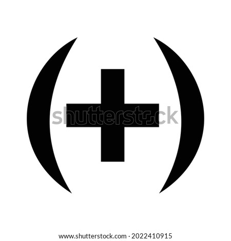 Vector illustration of plus sign icon in brackets