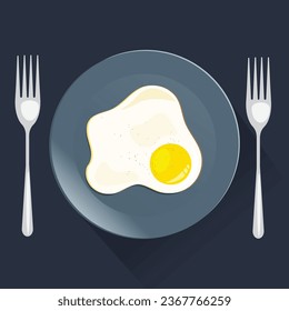 vector illustration of poached egg on a plate. 