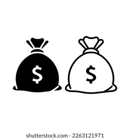 Vektorgrafik einer Tasche mit Dollars. Sparen oder Investitionszeichen-Symbol