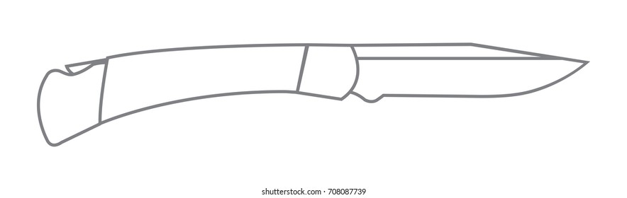 Vector illustration of pocket knife in contours isolated on the white background