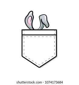 Vector illustration of pocket with rabbit ears.