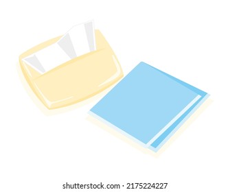  Vector illustration of pocket tissue and handkerchief.