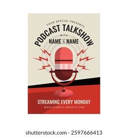Vector illustration of podcast talkshow flyer poster template design