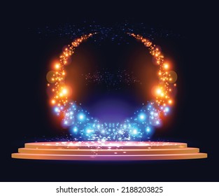 vector illustration of podium and modern technology light shine
