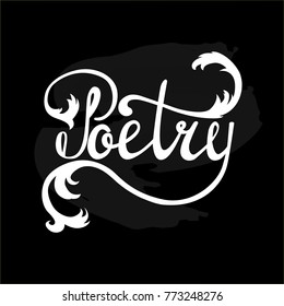 Vector illustration of poetry .Bar/club card/banner template. Club/store calligraphy/lettering of poetry. 