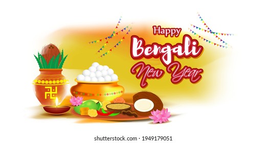 vector illustration of Pohela Boishakh means Bengali New Year ,also known a Subho Nabo Barso.