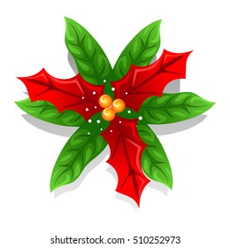 Vector Illustration of Poinsettia Flower for Christmas Decoration