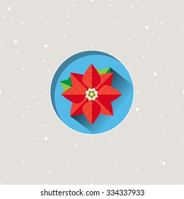 Vector illustration poinsettia icon in flat design style. Decor element for invitations, greeting cards, posters.