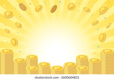 Vector illustration of point coins being accumulated