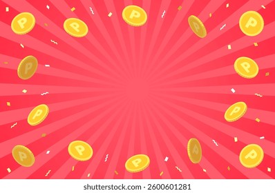 Vector illustration of point coins exploding