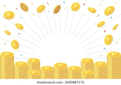 Vector illustration of point coins piling up