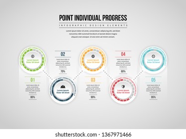 Vector illustration of Point Individual Progress Infographic design element.