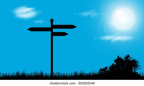 Vector illustration of pointer on nature at sunny day.