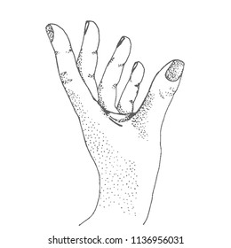 Vector illustration of pointilism open hand hold in hand