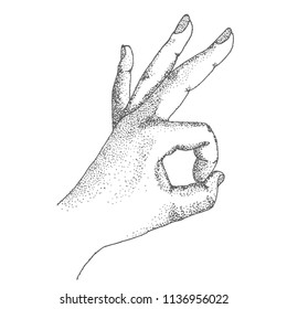 Vector illustration of pointillism symbol OK everything will be fine