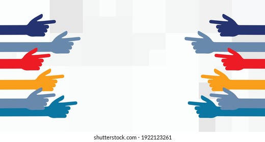 vector illustration of pointing fingers and empty space for title and attention bringing announcement