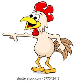 vector illustration of a pointing out cartoon chicken