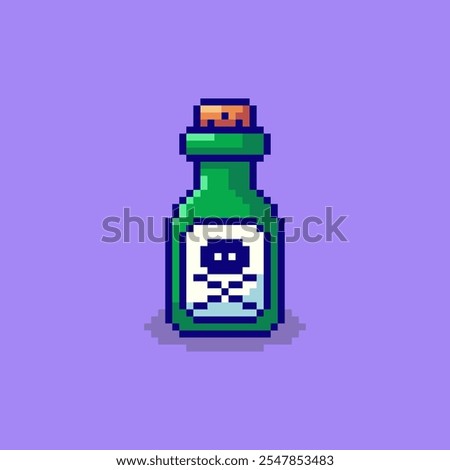 Vector Illustration of Poison Bottle with Pixel Art Design, perfect for game assets themed designs