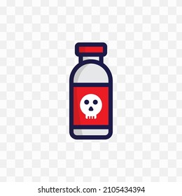 Vector illustration of poison bottle in red colors and transparent background(png).