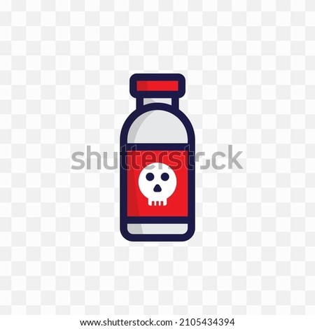 Vector illustration of poison bottle in red colors and transparent background(png).