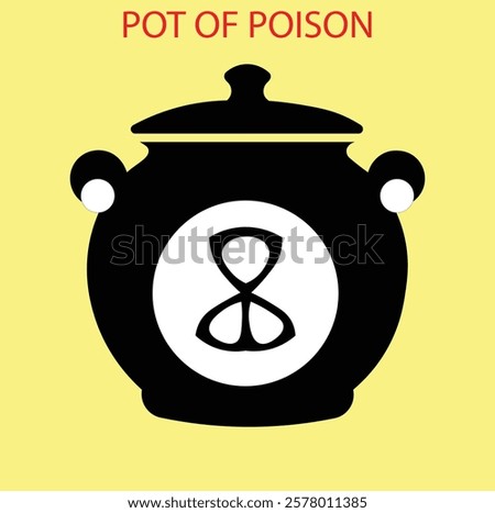 
A vector illustration of a poison pot silhouette featuring a bubbling cauldron, skull and crossbones, toxic fumes, and dripping liquid. Mysterious, eerie, and ideal for fantasy, horror, or warning de