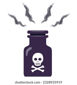 Vector illustration of poison, smoke, and skull bottle