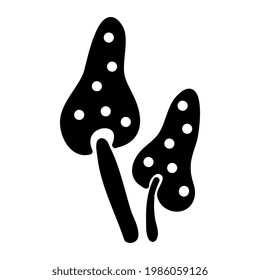 Vector illustration of poisonous mushrooms for halloween. Silhouette of cartoon mushrooms