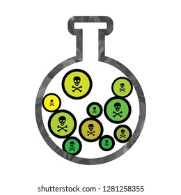 vector illustration of poisonous substance in flask with skulls 